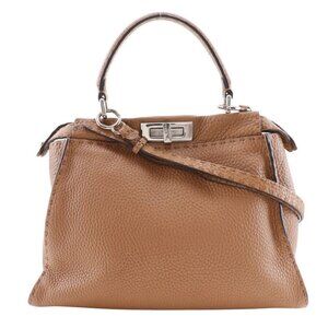 FENDI Peek-a-boo regular Handbag 8BN226 Celeria 2WAYShoulder Brown leather